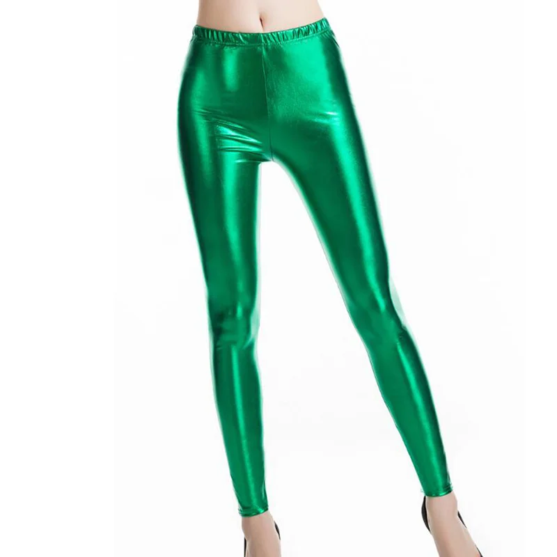 

CUHAKCI Shining Pants Bright Sexy LeggingsLeggins Women Stretch Dance Slim Polyester Club Trousers