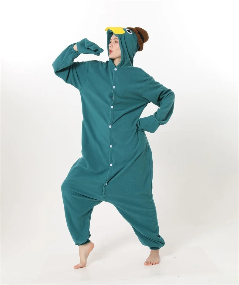 Зеленые костюмы Perry the Platypus комбинезоны пижамы для косплея монстра взрослых