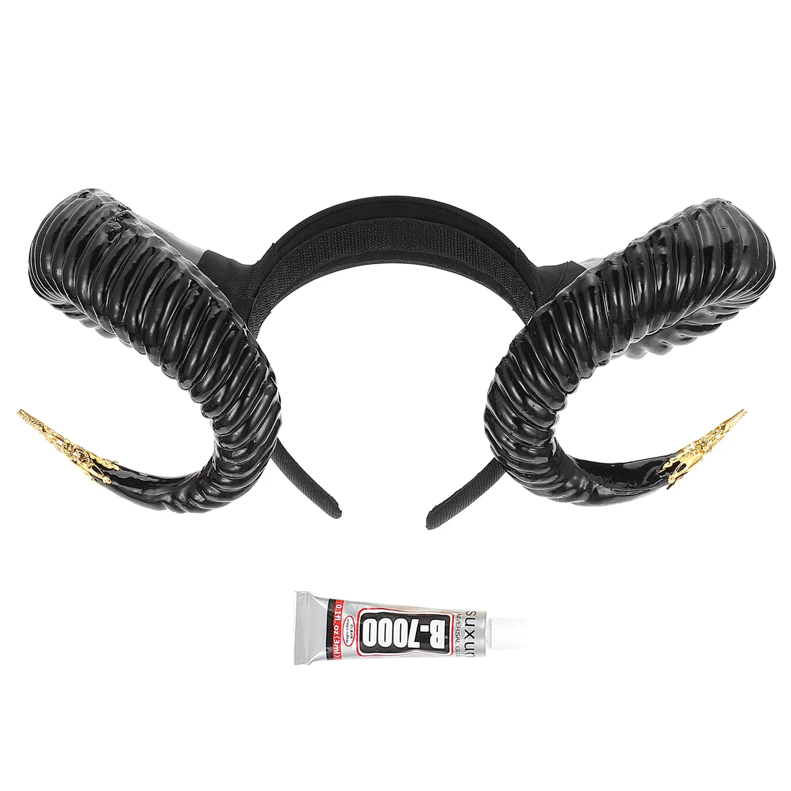 

Horn Headband Gothic Ox Horn Hair Black Simulation Sheep Horn Hair Clasp for