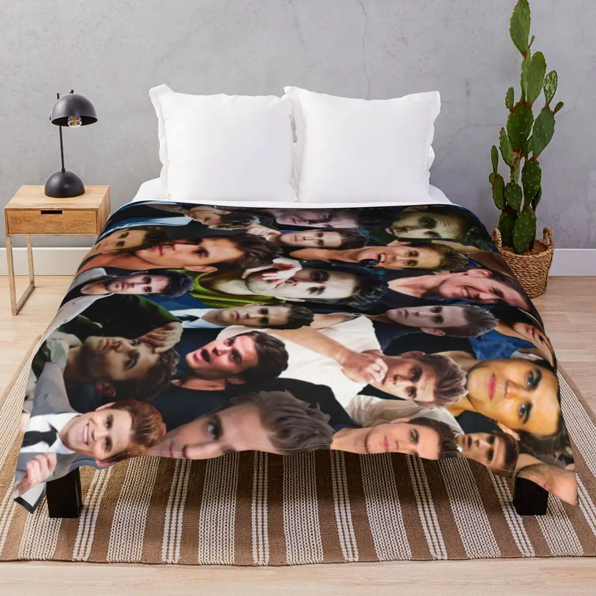 Paul Wesley Photo Collage Blankets Fleece Summer Multi-function Throw Blanket for Bedding Home Couch Camp Cinema
