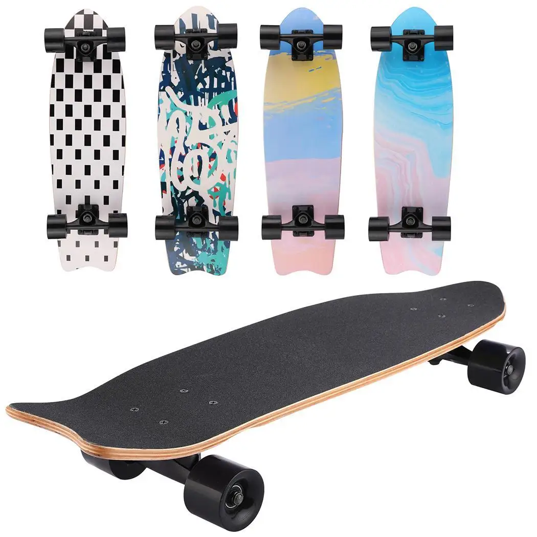 

7 Layer Canadian Maple Double Kick Cruiser Skateboards for Beginners, 27 Inch Complete Skateboard for Kids Teens Adults