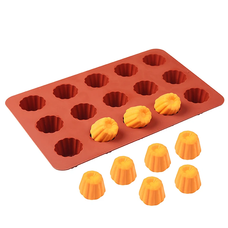 

1Pc 15 Cavity Silicone Mold DIY Rectangular Spiral Donuts Round Flat Love Heart Shape Cake Silicone Baking Pan For Pastry