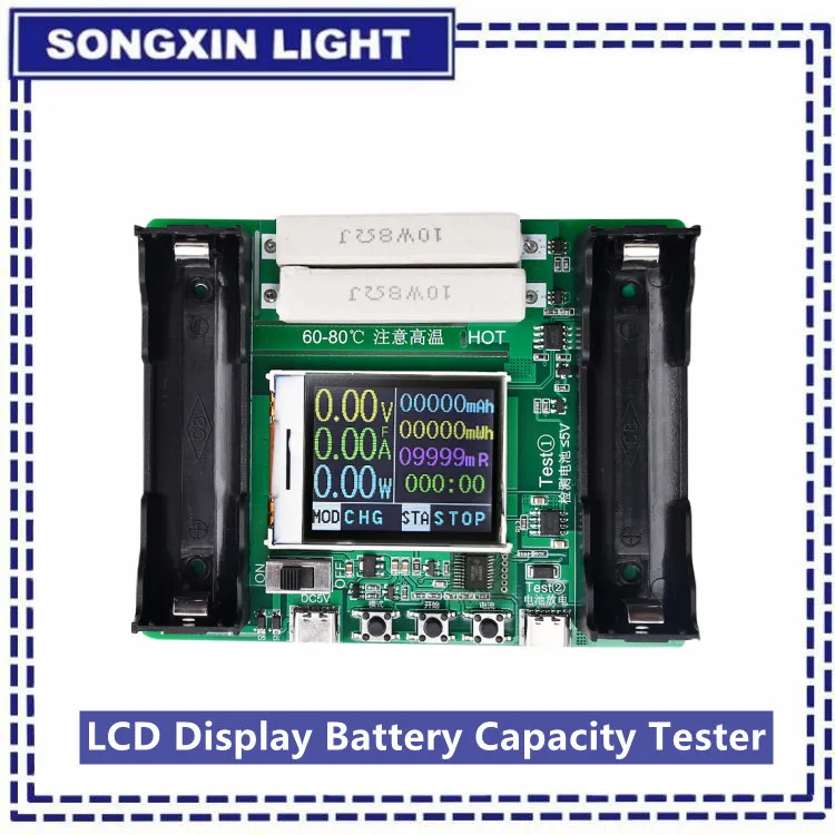 Измеритель емкости аккумуляторов SM Type-C с ЖК-дисплеем тестер мАч MWh литиевых