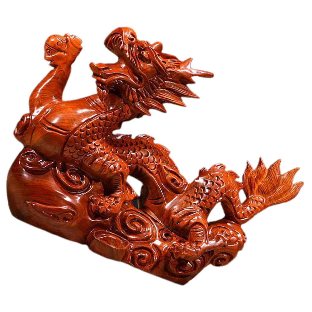 

Crafts Cabinet Chinese Dragon Statue Ornament Decor Small Decoration Wooden Desktop Miniature Office
