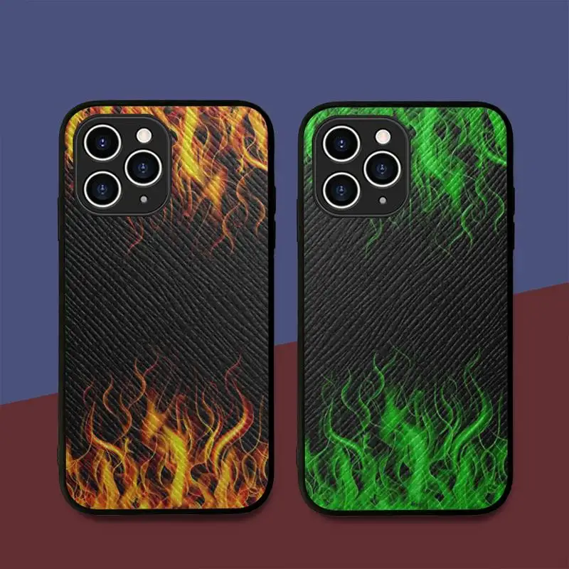

Ins Fire Flame Phone Case Hard Leather Case for iPhone 11 12 13 Mini Pro Max 8 7 Plus SE 2020 X XR XS Coque