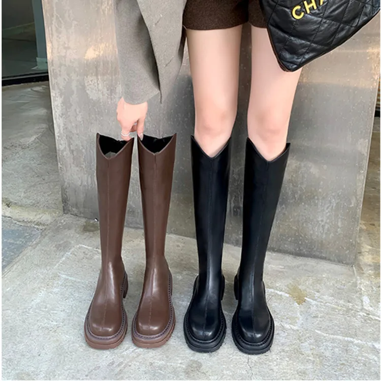 

Female knight boots thick-soled thick-heeled women's 2022 new high-barrel stretch boots