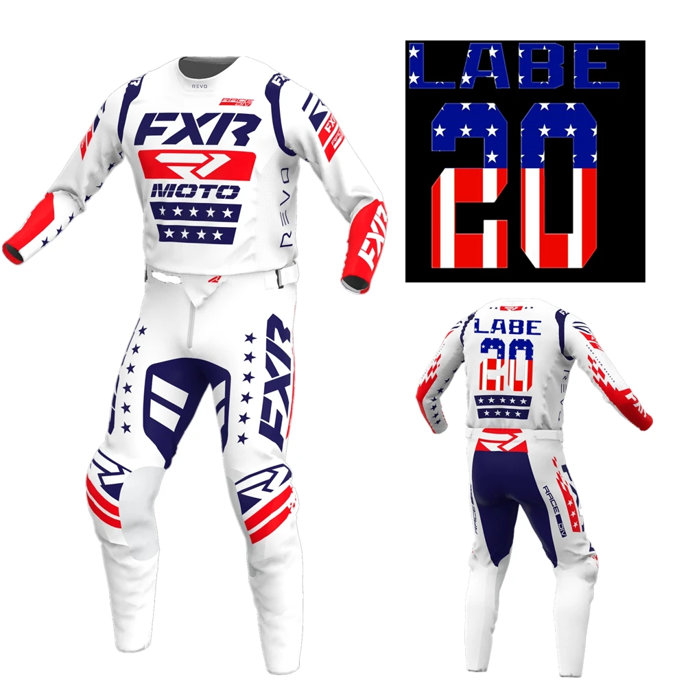 

Print Your Name And Number White FX Moto Jersey Set Dirt Bike Clothing Off Road Motocross Gear Set Motorcycle MX Racing Cloth H