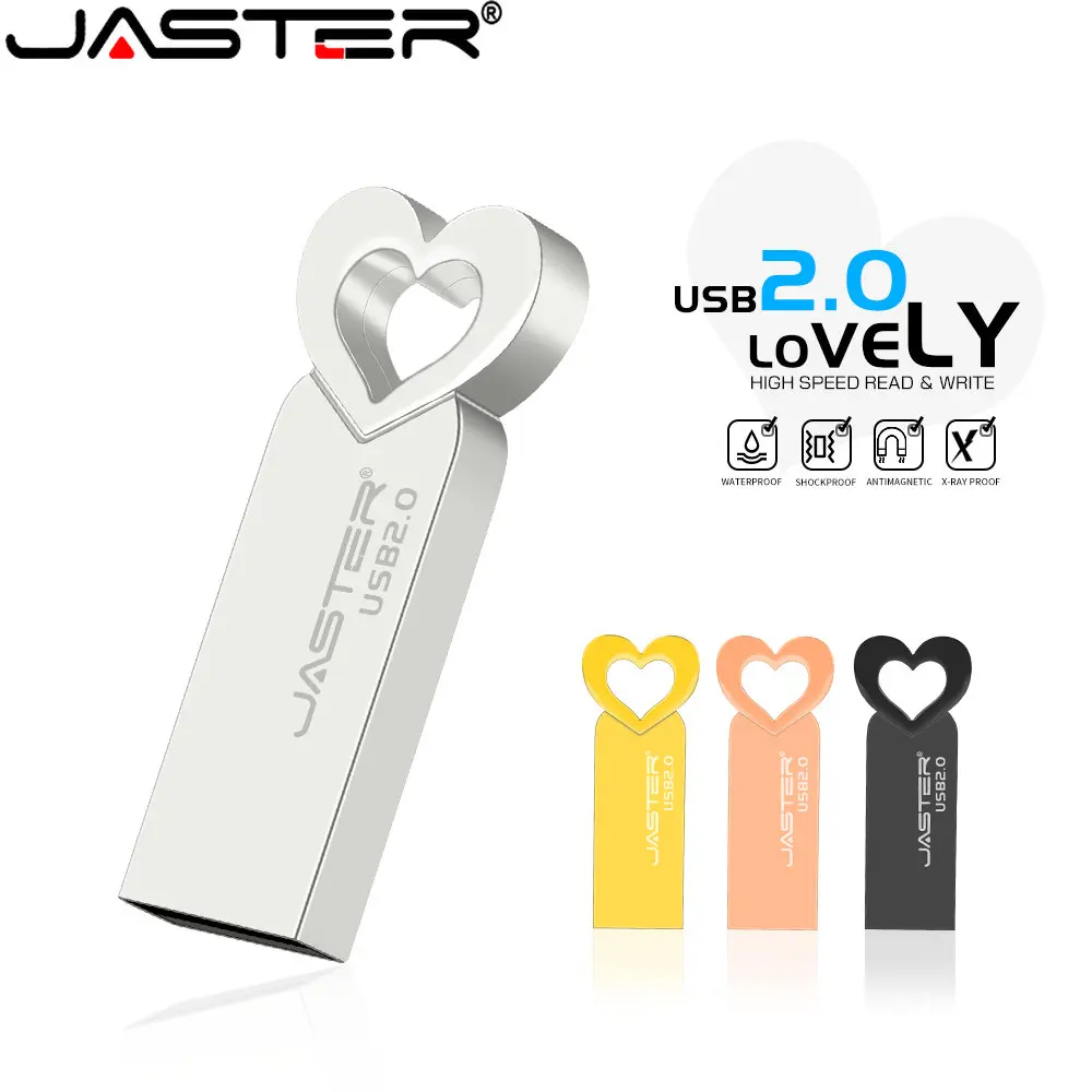 

JASTER Mini Metal USB Flash Drives 128GB Gold Free Custom Logo USB Stick 64GB 32GB 16GB Black Pen Drive 8GB 4GB Creative Gift