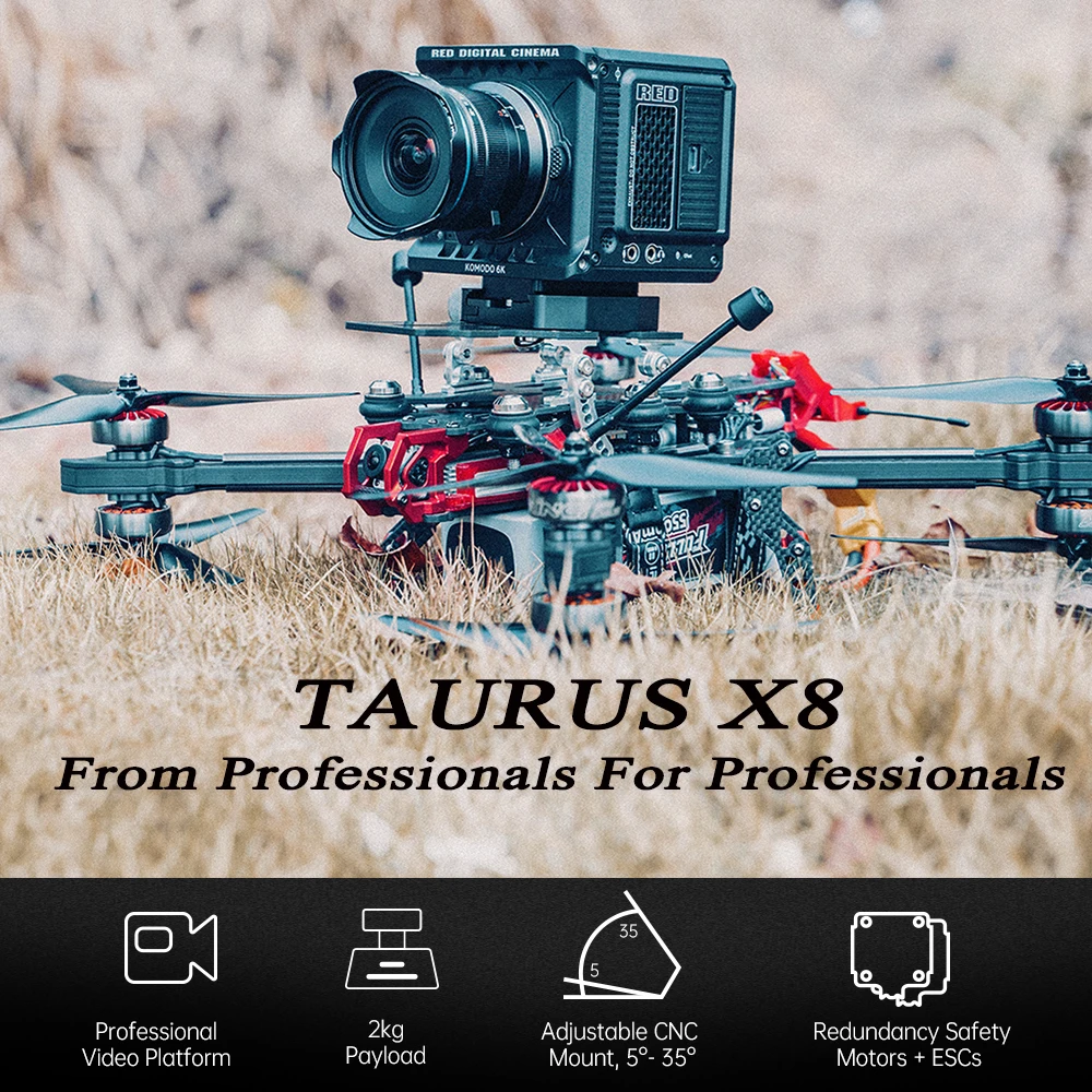 

IFlight Taurus X8 HD SucceX-D F7 TwinG V2.2 BLHELIS 80A M8Q-5883 FPV Air Unit XING 2809 1250KV 6S 8inch FPV Cinelifter Drone