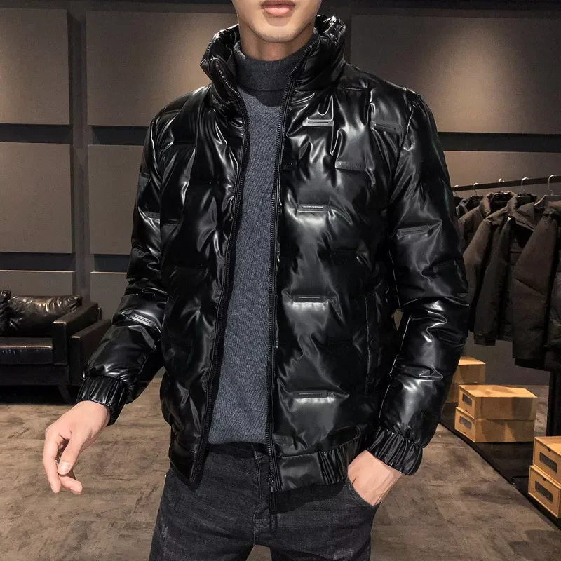 

2022NEW Winter Men's Bomber Jacket Fashion Male Glossy Warm Padded Coats Casual Outoutwear Thermal Slim Fit Jackets Mens Clo