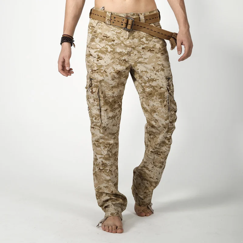 

Camouflage Pants Fashion Mens Camo Cargo Pants High Quality Cotton Army Long Straight Fit Trousers Male Desert Camo Joggers Men