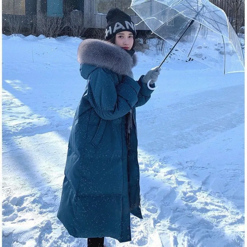 

Женский длинный пуховик со съемным теплым белым утиным пухом