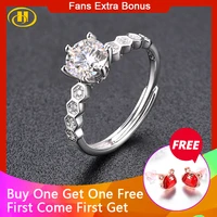 hutang 100 925 silver ring 1 carat white moissanite rings resizable style nine stars fine jewelry for womens birthday gift