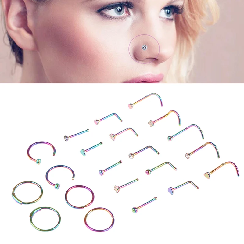 Серьги-гвоздики в форме сердца и носа из нержавеющей стали