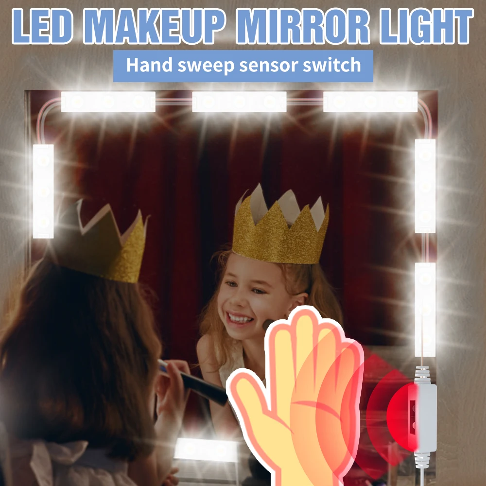 

LED Vanity Light Bathroom Mirror Lamp USB Dressing Table Makeup Mirror Light Hand Sweep Sensor Dimming LED Wall Lamp For Dresser