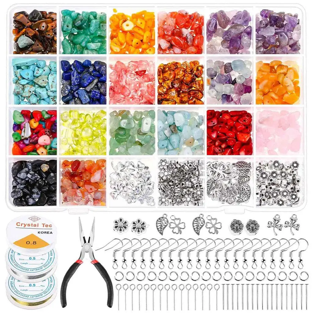 

1184Pcs Irregular Chips Beads Kit Plier for Jewelry Bracelet Making