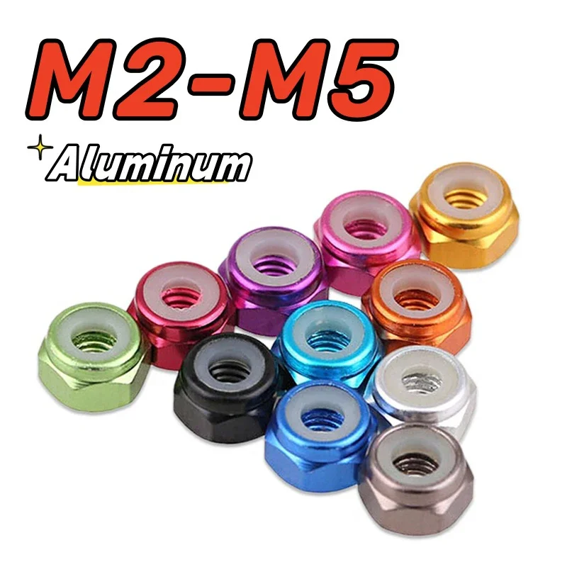 

10 шт. Анодированные стопорные гайки алюминиевые M2-M5