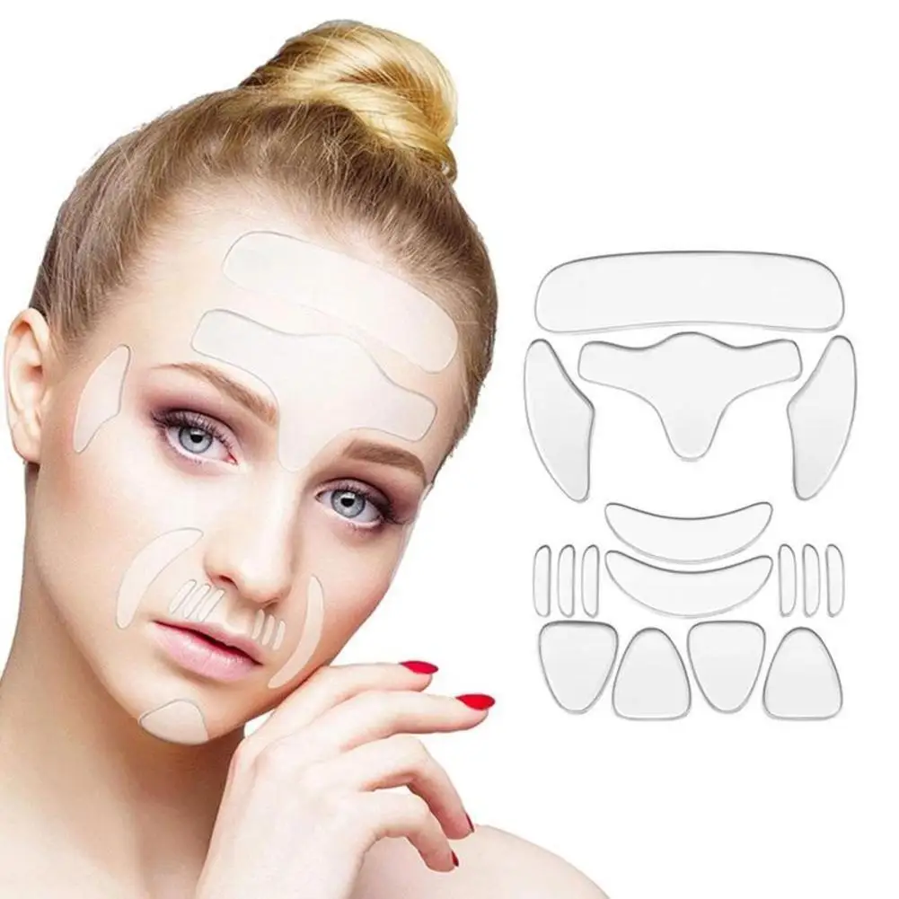 

16pcs Wrinkle Removal Sticker Reusable Silicone Face Forehead Neck Eye Sticker Pad Anti Aging Patch Face Lifting Mask Skin Care