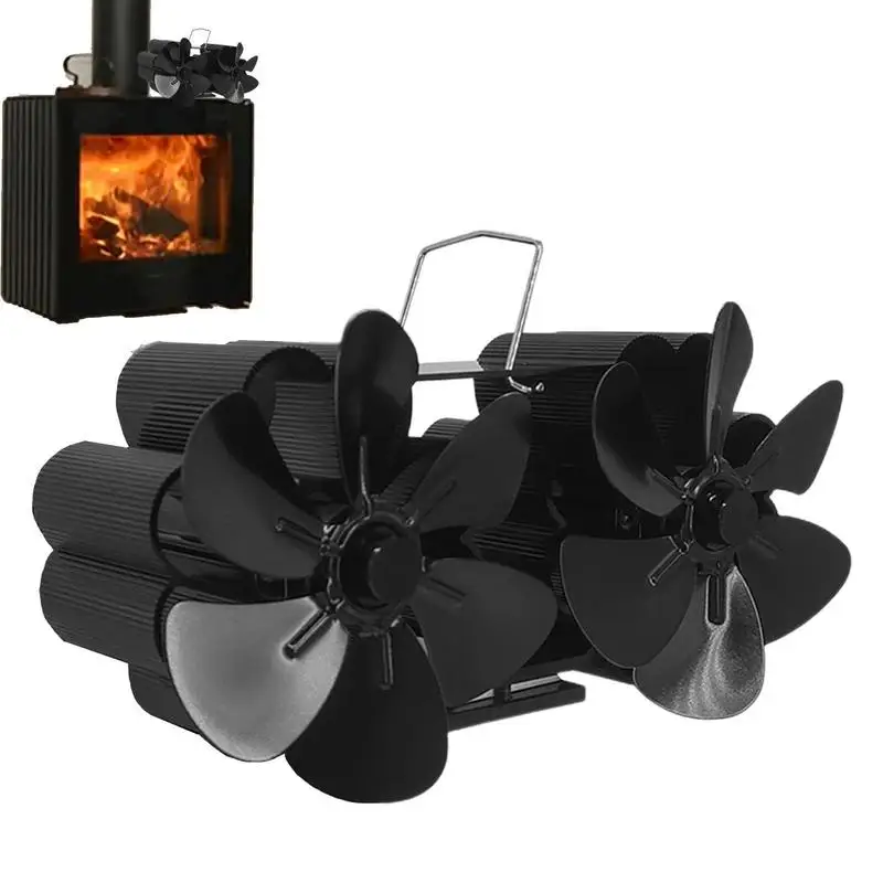 

Fireplace Fan 12 Blades Fireplace Fan With Non-Electric Dual Motor Flue Pipe Hanging Fireplace Fan Wood Stove Fan For Wood