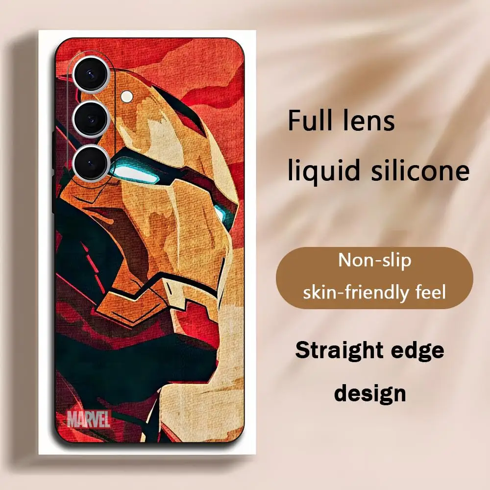 Фото Супергеройский чехол для телефона Iron Man Cool MARVEL для Samsung Galaxy S26 S25 S24 S23 S22 S21 Plus Ultra Note20, мягкий, черный №1