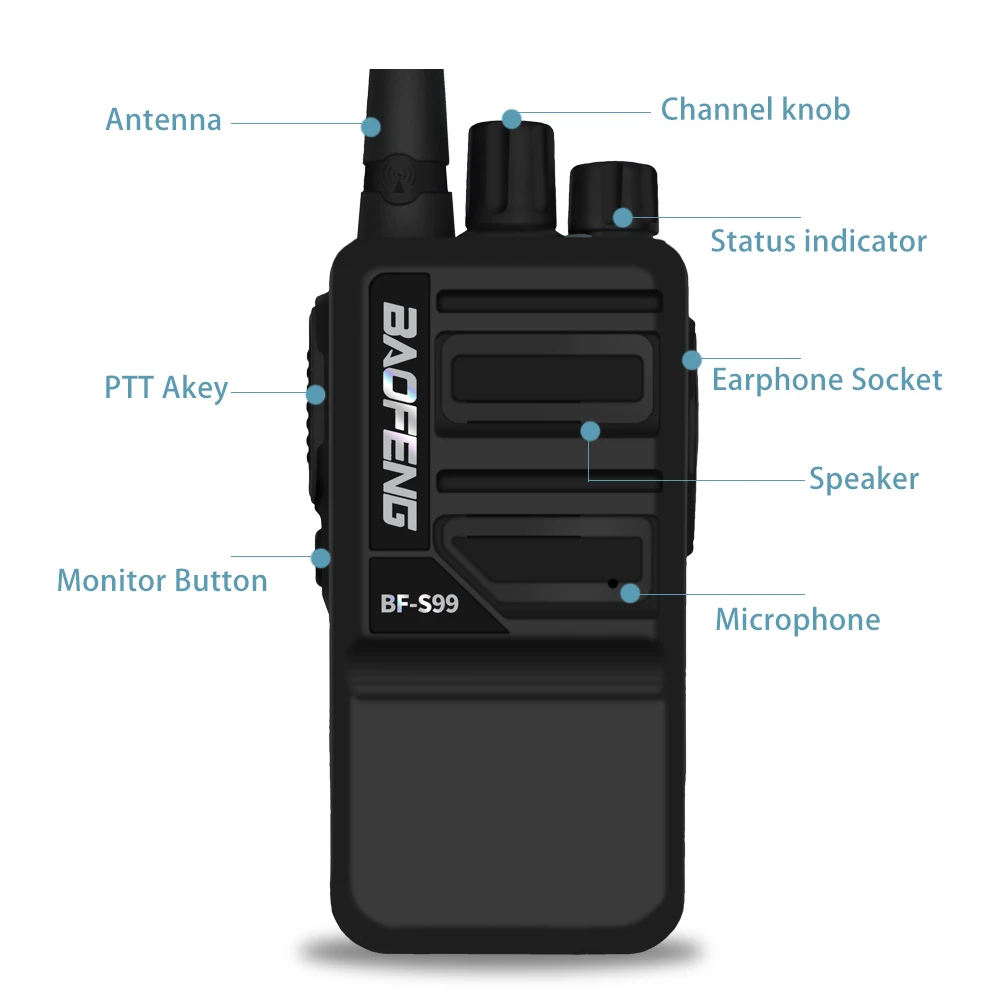 2020 8W Baofeng BF S99 Mini Walkie Talkie High Power Two Way Radio Portable UHF Radio FM Transceiver Updated BF-888S bf888s