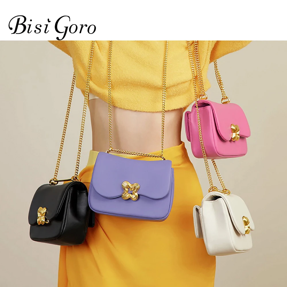 Bisi Goro Women's Shoulder Bags for Women Crossbody Bag Ladies Chain Handbags 2023 Trend Fashionable Brand New Solid Color Purse