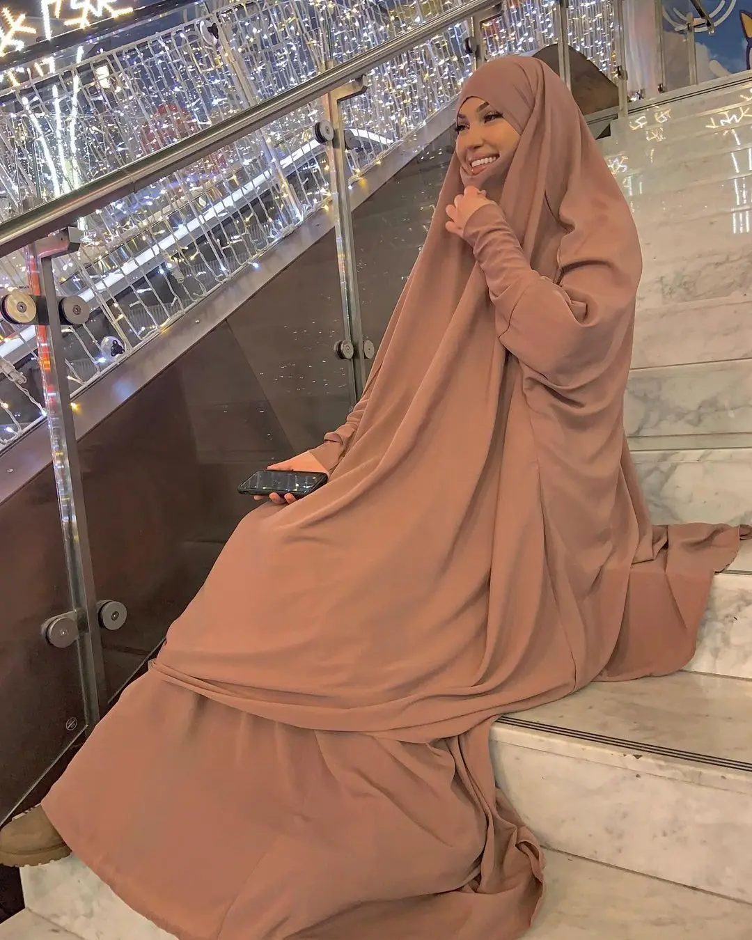 

2 Piece Set tops and skirt Caftan Muslim Fashion Women Abaya Dresses Eid Prayer American Turkish African Clothing With Hijab