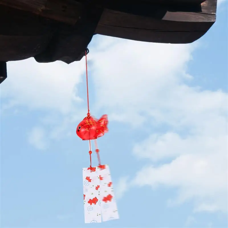 Wind Chime Chimes Japanese Glass Bell Bells Style Goldfish Garden Hanging Outdoor Decor Pendant Furin Decorative Fish Ornament images - 6