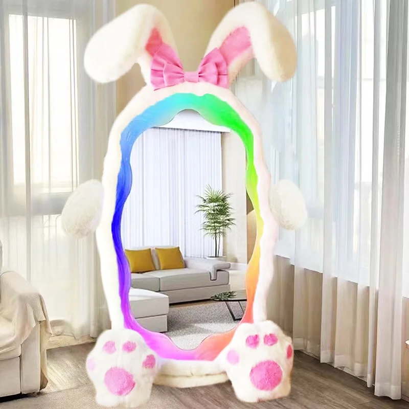 

Large Baby Room Mirror Aesthetic Vanity Standing Mirror Cute Led Light Standing Espejo Cuerpo Entero Bedroom Decoration ZLXP