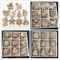 special christmas decorations handmade wood diy semi finished material package creative cartoon wood chips in stock wholesale