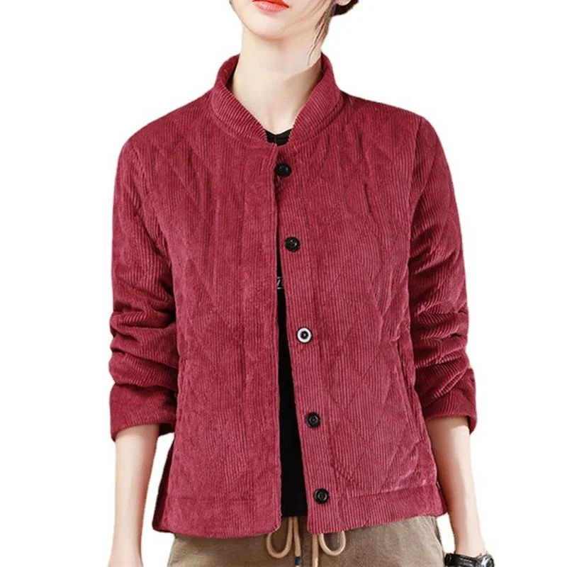 Corduroy Winter Coat Women Puffer Jacket Winter New Korean Style Long Ladies Over-the-knee Cotton Padded Jacket Keep Warm