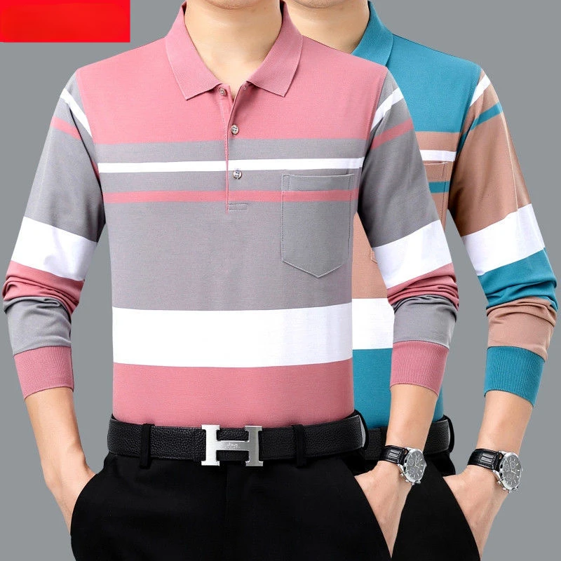 

Top Grade New Spring Brand Striped Printed Mens Polo Shirts Long Sleeve Casual Tops Fashion Polo Shirt Men Clothing 2022 E359