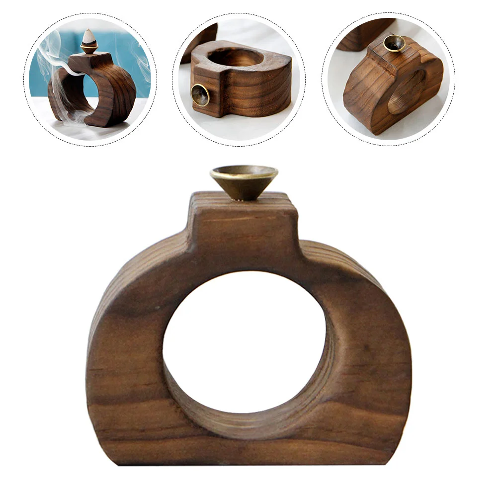 

Backflow Incense Burner Wooden Incense Cone Burner Desktop Censer Waterfall Incense Burner for Bedroom Meditation Room