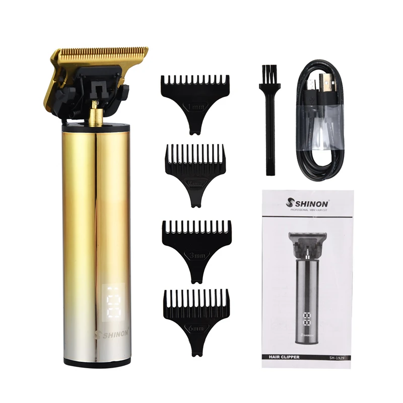 

Светодиодный ммер мужской керамический со светодиодным дисплеем, Машинка для стрижки волос, Стрижка бороды с T-образным лезвием, инструмент...