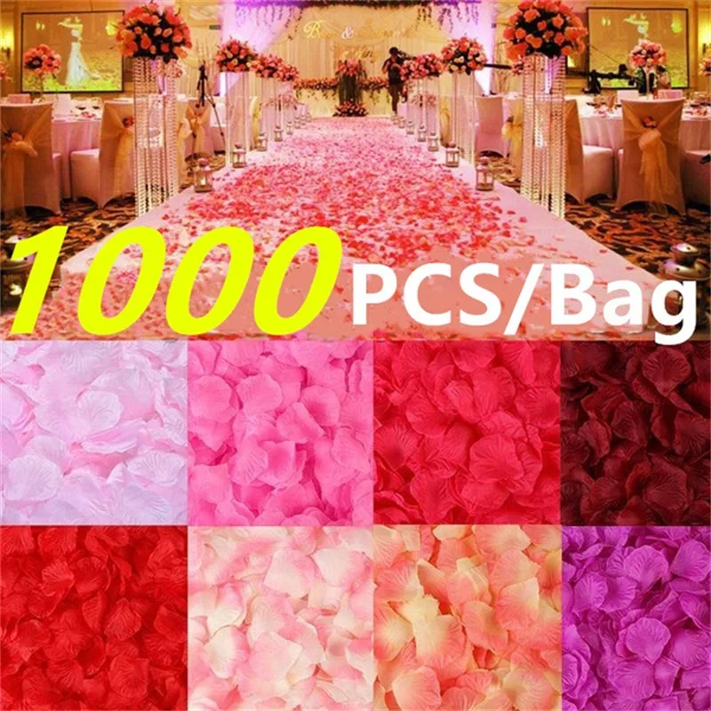 

500/1000PCS Artificial Rose Petals Colorful Romantic Wedding Anniversary Silk Rose Flower for Wedding Decoration Roses Supplies