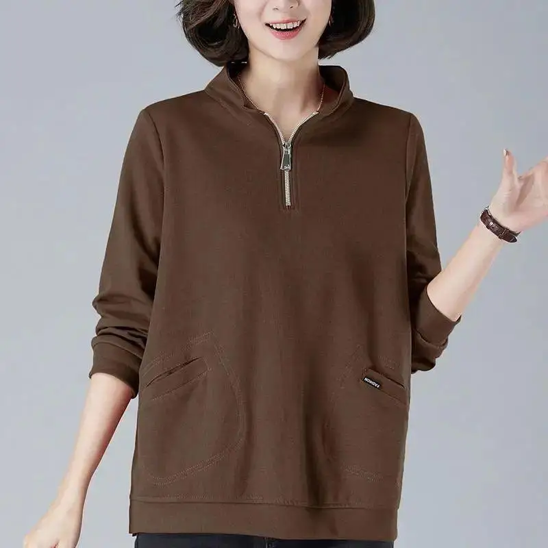 Хлопковая толстовка на молнии женская весенне-осенняя корейская футболка для