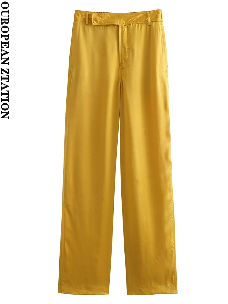 

Модные женские Пижамные брюки PAILETE 2023 с боковыми карманами, винтажные женские брюки на молнии со средней талией