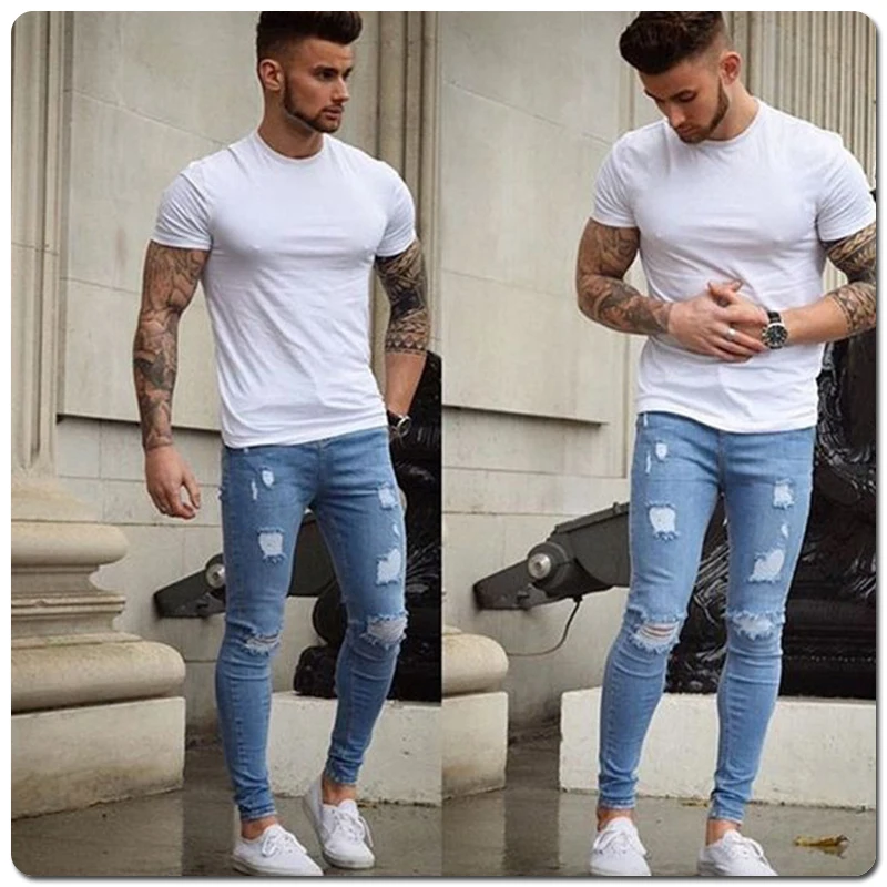 Kenntrice Skinny Jeans Fashion Slim Men's Ripped Jeans Casual Pants Stylish Mens Skinny Jeans Denim Pants For Man Fit Streetwear