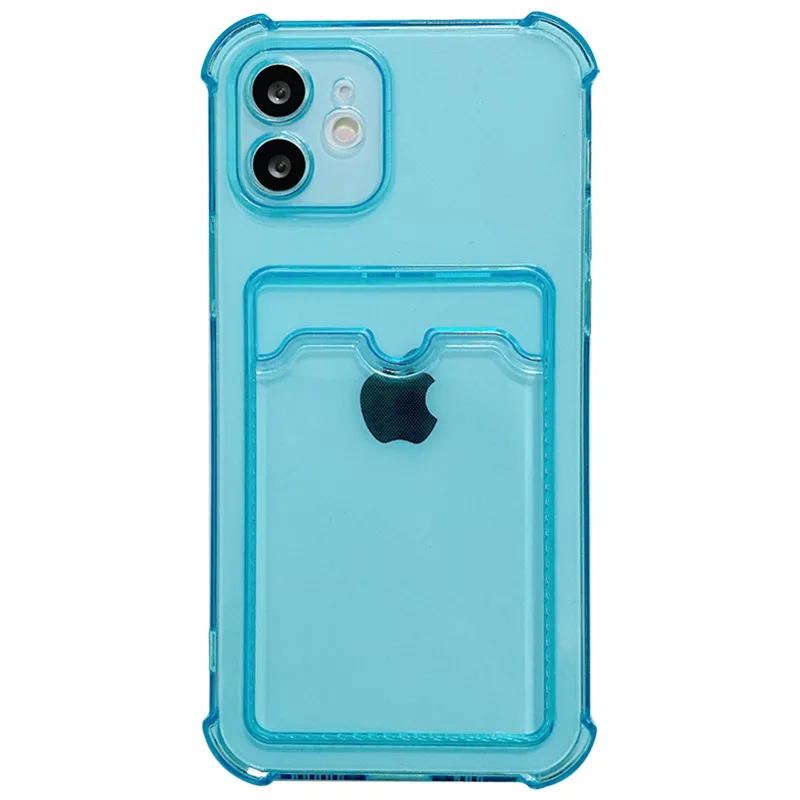 Simple Colored Transparent Tape Card Bag Phone Case For iphone 14 13 12 11 Pro Max X XR XSMAX  TPU Fall Pevention Case Cover