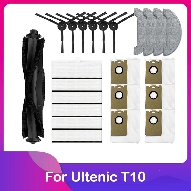 Replacement For Ultenic T10 Self-Empty Robot Vacuum Spare Parts Accessories Main Brush Side Brush Hepa Filter Mop Rag Dust Bag