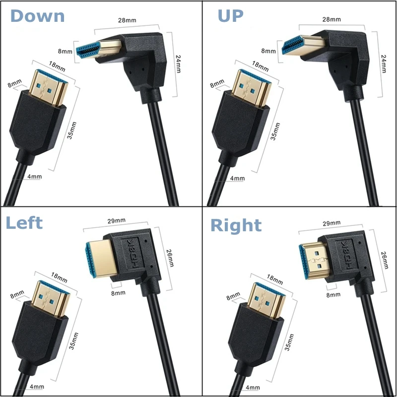Угол 90 градусов HDMI — совместим со спиральными кабелями поддерживающими 48 Гбит/с