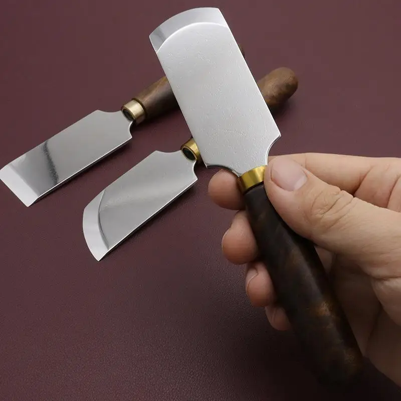 

1pcs Professional Leather Cutter Knife Sharping Skiving Cutting Knife Wooden Handle DIY Safety Leather Craft Tool