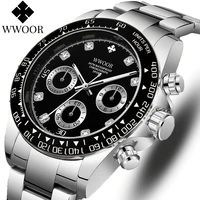 wwoor new top brand mens sports quartz watches stainless steel military waterproof three eyes chronograph luxury wristwatch male