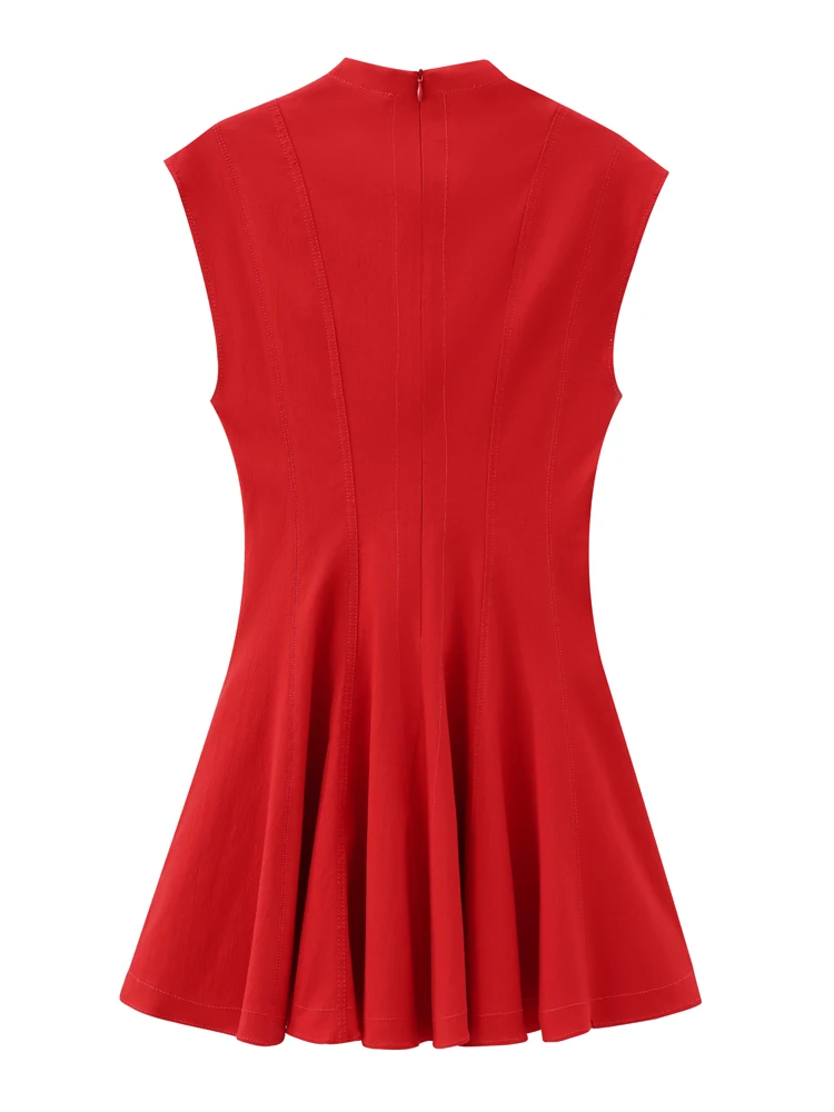 KAOPU ZA женское винтажное мини-платье с круглым вырезом без рукавов молнией сзади