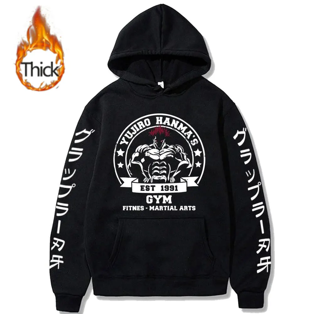 

Yujiro Hanma Thick Hoodie Men Women Autumn Fashion 550g Anime Baki Hooded Sweatshirt Long Sleeves Pollover