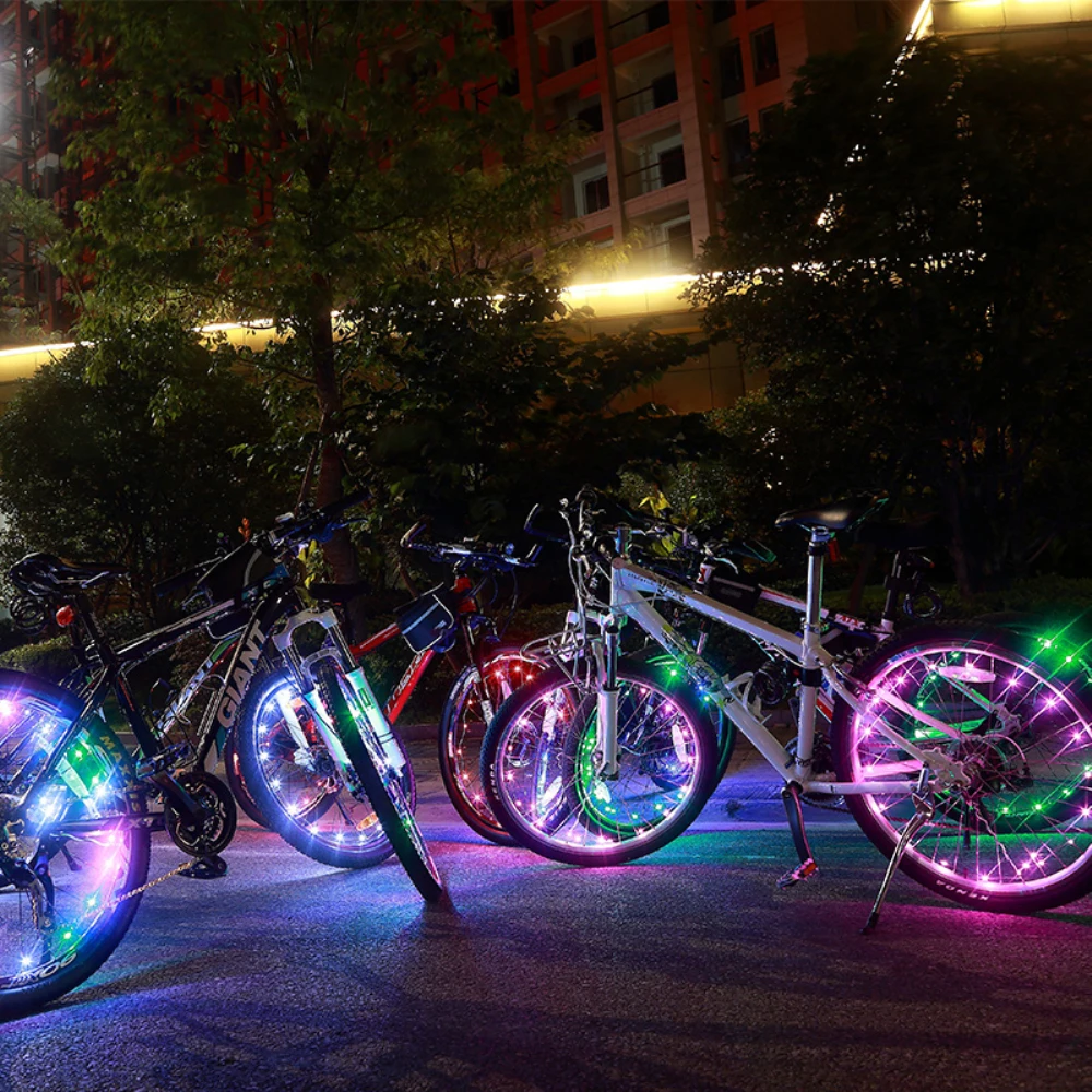 

Bicycle Rim Wheel Color Lights With Battery Waterproof Mountain Bike Flash Spoke Lamp Night Cycling Safe Warning Lights String