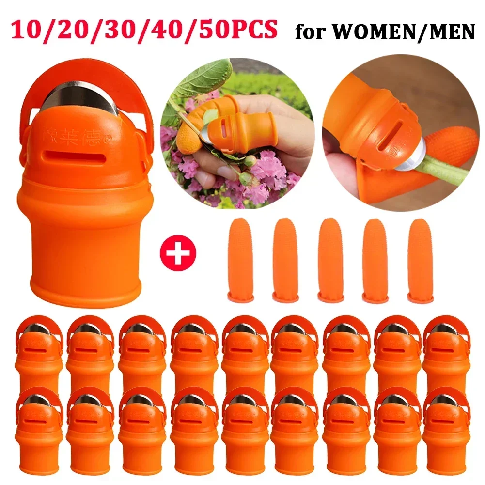 

10-50pcs Kits Scissors Plant Knife Harvesting Cutting Fingernail Finger Protector Thumb Glove Knife Cutter Metal Vegetable Blade