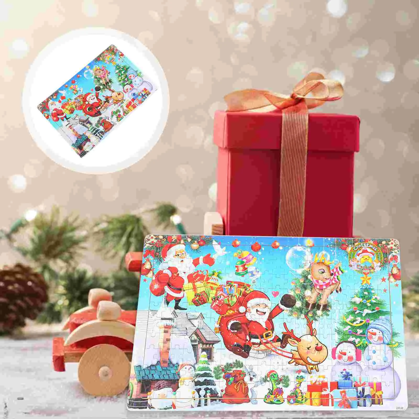 

1 Set Xmas Jigsaws Light Good Sturdy Nice Safe Jigsaw Kid Puzzle Jigsaw Toy for Kids Toys