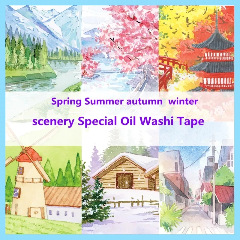 

Happy Farm Four Season Scenery Special Oil Washi Tapes Stationery Masking Tape Adhesive Tape DIY Scrapbooking Washi Sticker