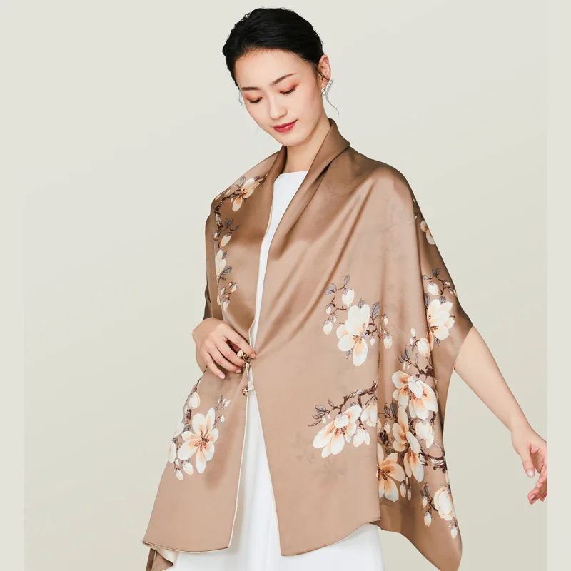 

Shawl Silk Scarf Outer Wear Women's Silk Mulberry Silk Spring Shawl Hangzhou Silk Mom Dress Cheongsam Dual Purpose Scarf